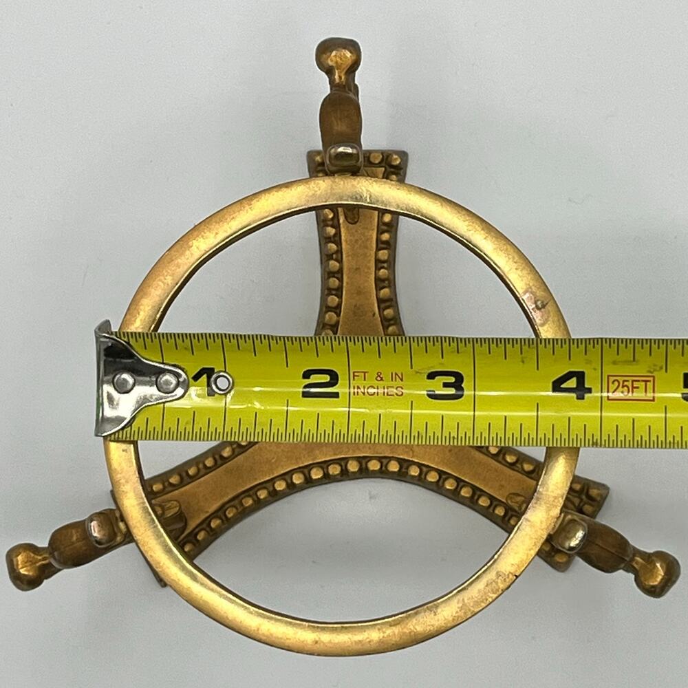 Vintage Solid Brass Scroll Display Stand for Paperweight Orb Sphere Egg Candle - Picture 6 of 7